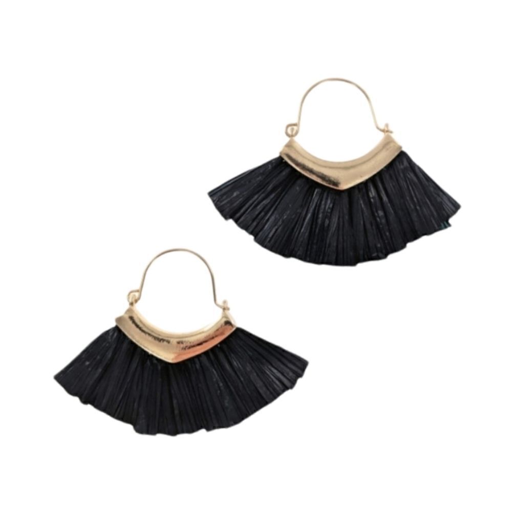 New Black raffia earrings